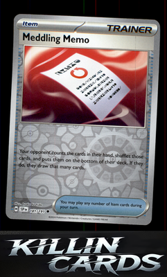 Reverse Holofoil Meddling Memo 181/191 Pokemon Uncommon SV08: Surging Sparks Car