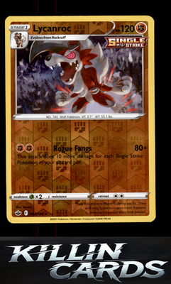 Reverse Holofoil Lycanroc 087/198 Pokemon Holo Rare SWSH06: Chilling Reign Card