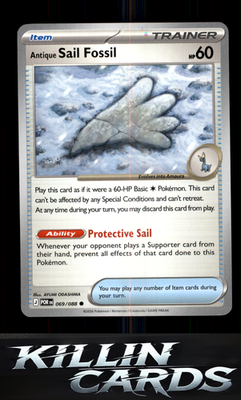 Antique Sail Fossil 069/088 Pokemon Common ME03: Perfect Order Card NM