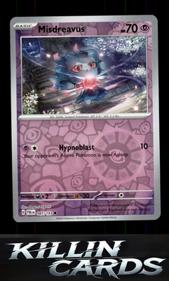 Reverse Holofoil Misdreavus 087/193 Pokemon Common SV02: Paldea Evolved Card NM
