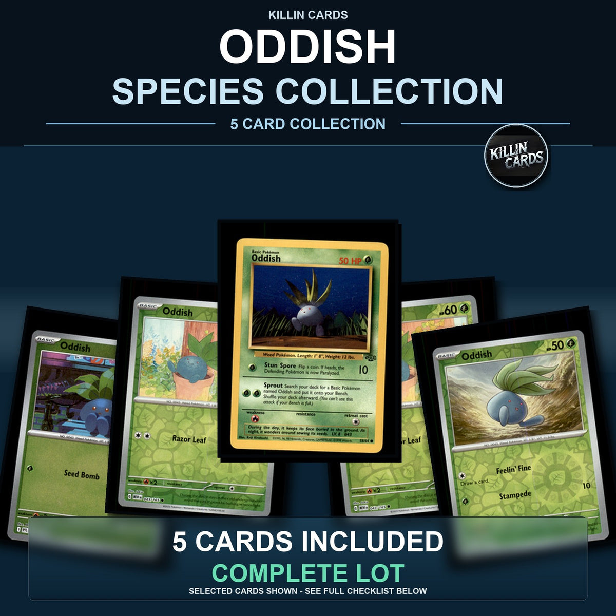 Pokemon TCG Oddish Species Collection 5 Different Cards
