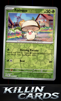 Reverse Holofoil Foongus 009/197 Pokemon Common SV03: Obsidian Flames Card NM
