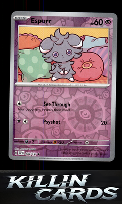 Reverse Holofoil Espurr 084/191 Pokemon Common SV08: Surging Sparks Card NM