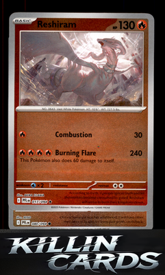 Reverse Holofoil Reshiram 017/094 Pokemon Rare ME02: Phantasmal Flames Card NM