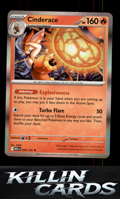 Cinderace 028/132 Pokemon Rare ME01: Mega Evolution Card NM