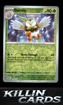 Reverse Holofoil Dartrix 014/197 Pokemon Uncommon SV03: Obsidian Flames Card NM