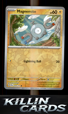 Reverse Holofoil Magnemite 058/191 Pokemon Common SV08: Surging Sparks Card NM