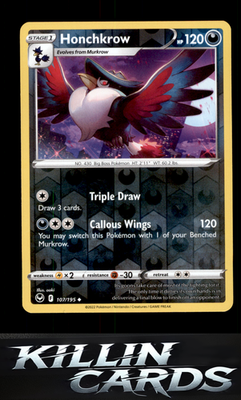 Reverse Holofoil Honchkrow 107/195 Pokemon Uncommon SWSH12: Silver Tempest Card