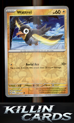 Reverse Holofoil Wattrel 066/191 Pokemon Common SV08: Surging Sparks Card NM