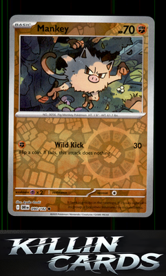 Reverse Holofoil Mankey 090/182 Pokemon Common SV10: Destined Rivals Card NM