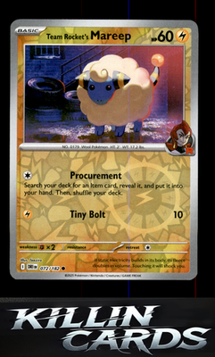 Reverse Holofoil Team Rocket's Mareep 072/182 Pokemon Common SV10: Destined Riva