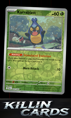 Reverse Holofoil Karrablast 009/086 Pokemon Common SV: Black Bolt Card NM