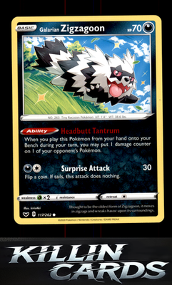 Galarian Zigzagoon 117/202 Pokemon Common SWSH01: Sword & Shield Base Set Card N
