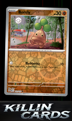 Reverse Holofoil Bonsly 110/197 Pokemon Common SV03: Obsidian Flames Card NM