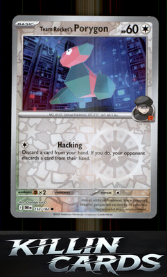 Reverse Holofoil Team Rocket's Porygon 153/182 Pokemon Common SV10: Destined Riv