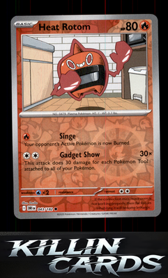 Reverse Holofoil Heat Rotom 043/182 Pokemon Common SV10: Destined Rivals Card NM