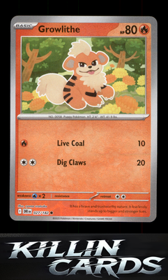 Reverse Holofoil Growlithe 027/182 Pokemon Common SV10: Destined Rivals Card NM