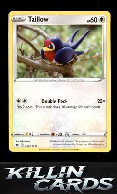 Taillow 133/185 Pokemon Common SWSH04: Vivid Voltage Card NM