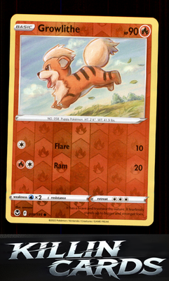 Reverse Holofoil Growlithe 019/195 Pokemon Common SWSH12: Silver Tempest Card NM