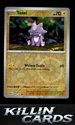 Reverse Holofoil Toxel 069/182 Pokemon Common SV04: Paradox Rift Card NM