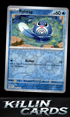 Reverse Holofoil Poliwag 060/165 Pokemon Common SV: Scarlet & Violet 151 Card NM