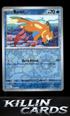 Reverse Holofoil Buizel 048/197 Pokemon Common SV03: Obsidian Flames Card NM