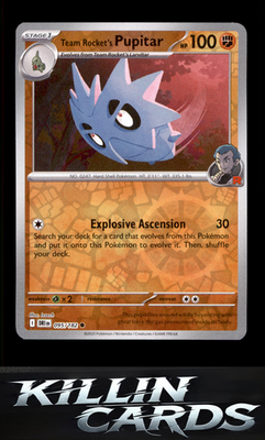 Reverse Holofoil Team Rocket's Pupitar 095/182 Pokemon Common SV10: Destined Riv
