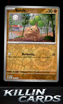 Reverse Holofoil Bonsly 110/197 Pokemon Common SV03: Obsidian Flames Card NM
