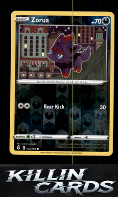 Reverse Holofoil Zorua 102/203 Pokemon Common SWSH07: Evolving Skies Card NM