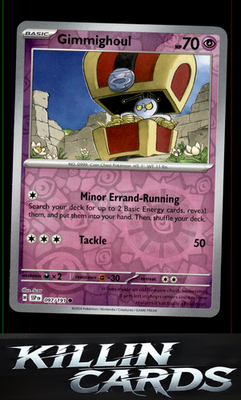Reverse Holofoil Gimmighoul 097/191 Pokemon Common SV08: Surging Sparks Card NM