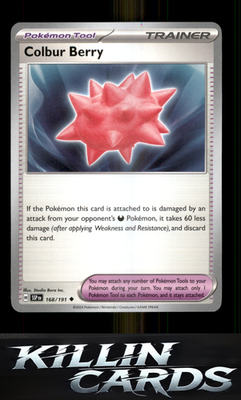 Colbur Berry 168/191 Pokemon Uncommon SV08: Surging Sparks Card NM