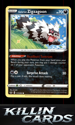 Galarian Zigzagoon 117/202 Pokemon Common SWSH01: Sword & Shield Base Set Card N