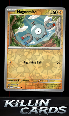 Reverse Holofoil Magnemite 058/191 Pokemon Common SV08: Surging Sparks Card NM