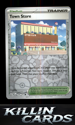 Reverse Holofoil Town Store 196/197 Pokemon Common SV03: Obsidian Flames Card NM