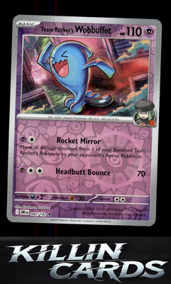 Reverse Holofoil Team Rocket's Wobbuffet 082/182 Pokemon Rare SV10: Destined Riv