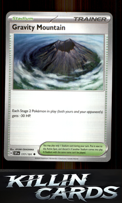 Gravity Mountain 177/191 Pokemon Uncommon SV08: Surging Sparks Card NM