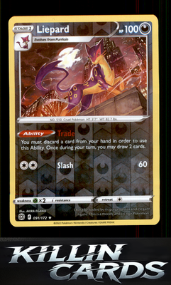 Reverse Holofoil Liepard 091/172 Pokemon Rare SWSH09: Brilliant Stars Card NM