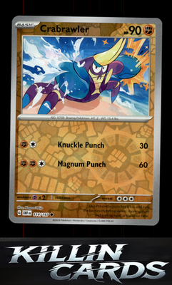 Reverse Holofoil Crabrawler 114/197 Pokemon Common SV03: Obsidian Flames Card NM