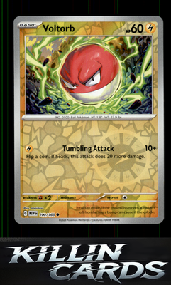 Reverse Holofoil Voltorb 100/165 Pokemon Common SV: Scarlet & Violet 151 Card NM