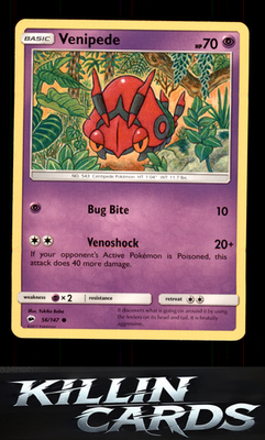 Venipede 56/147 Pokemon Common SM - Burning Shadows Card NM