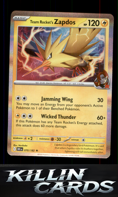 Team Rocket's Zapdos 070/182 Pokemon Rare SV10: Destined Rivals Card NM