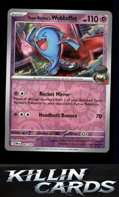 Reverse Holofoil Team Rocket's Wobbuffet 082/182 Pokemon Rare SV10: Destined Riv