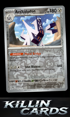 Reverse Holofoil Archaludon 070/131 Pokemon Rare SV: Prismatic Evolutions Card N