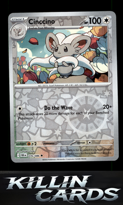 Reverse Holofoil Cinccino 076/086 Pokemon Uncommon SV: Black Bolt Card NM