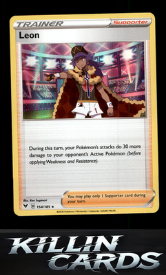 Leon 154/185 Pokemon Holo Rare SWSH04: Vivid Voltage Card LP