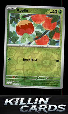 Reverse Holofoil Applin 012/142 Pokemon Common SV07: Stellar Crown Card NM