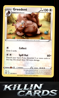 Greedent 151/196 Pokemon Rare SWSH11: Lost Origin Card NM