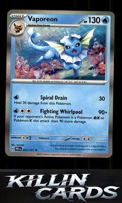Vaporeon 022/131 Pokemon Rare SV: Prismatic Evolutions Card NM