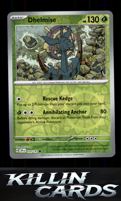 Reverse Holofoil Dhelmise 010/191 Pokemon Common SV08: Surging Sparks Card NM