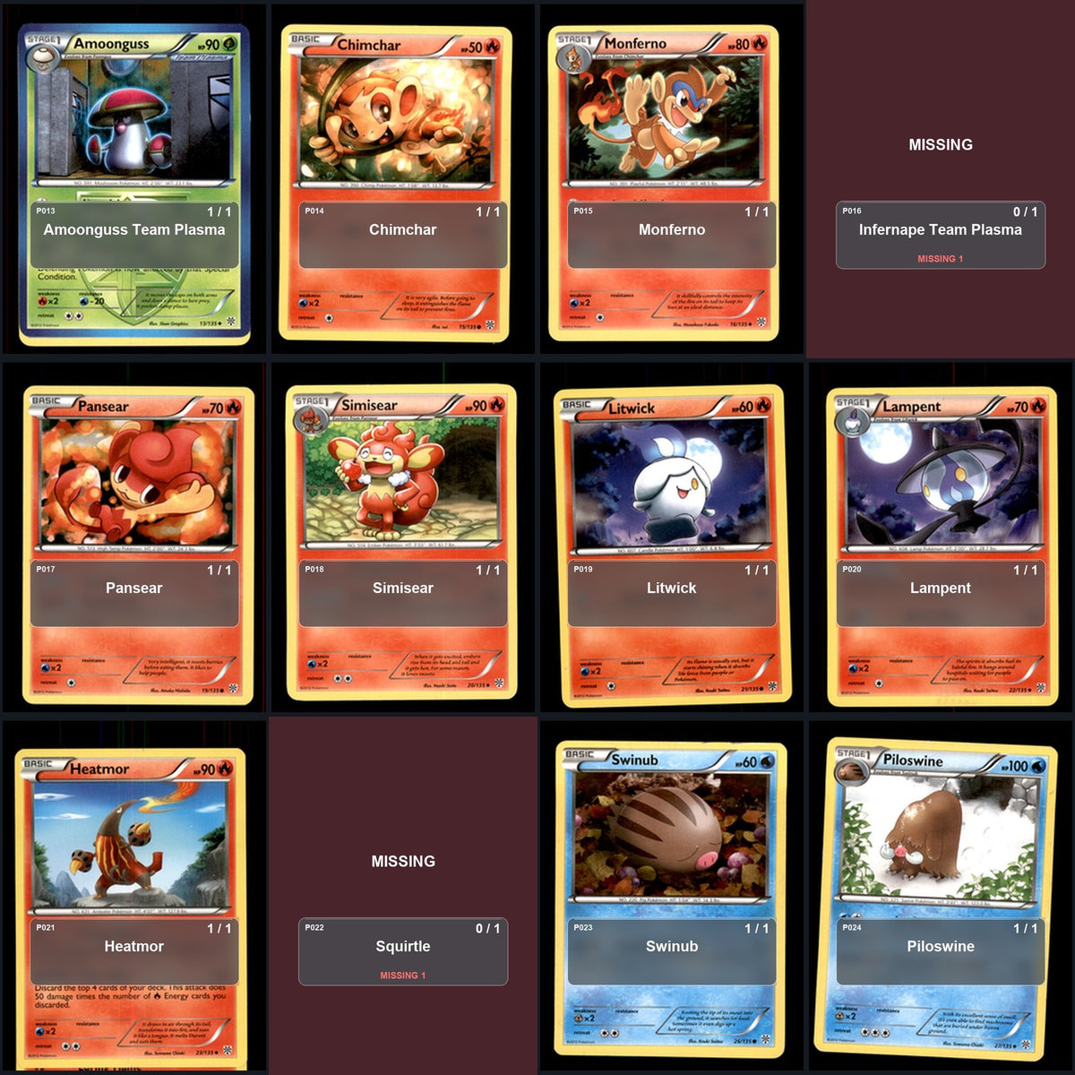 Pokemon TCG Plasma Storm C/UC/R Standard Set 90 Cards